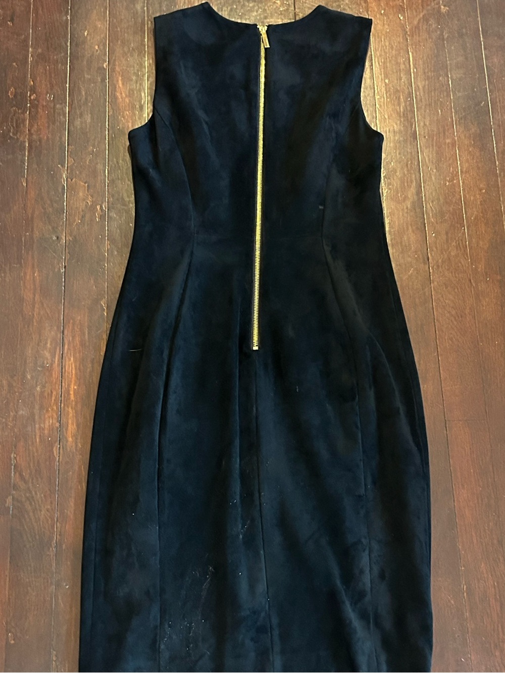 Calvin Klein Black Bodycon Midi Dress Scoop Neck Sleeveless Zip Size 6